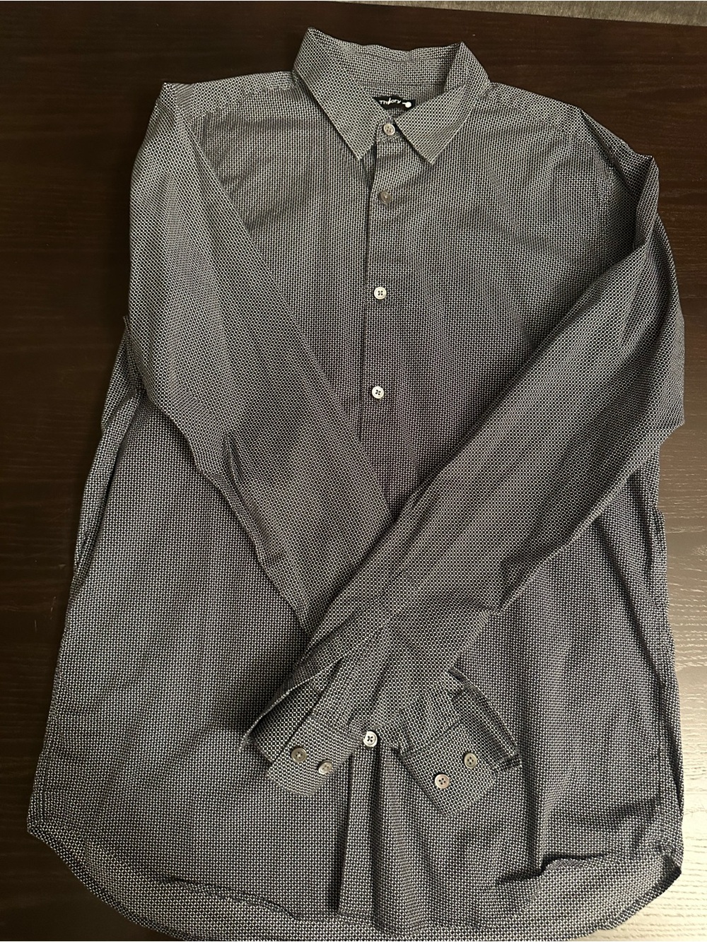 Theory Men's Dark Navy Micro-Pattern Dress Shirt